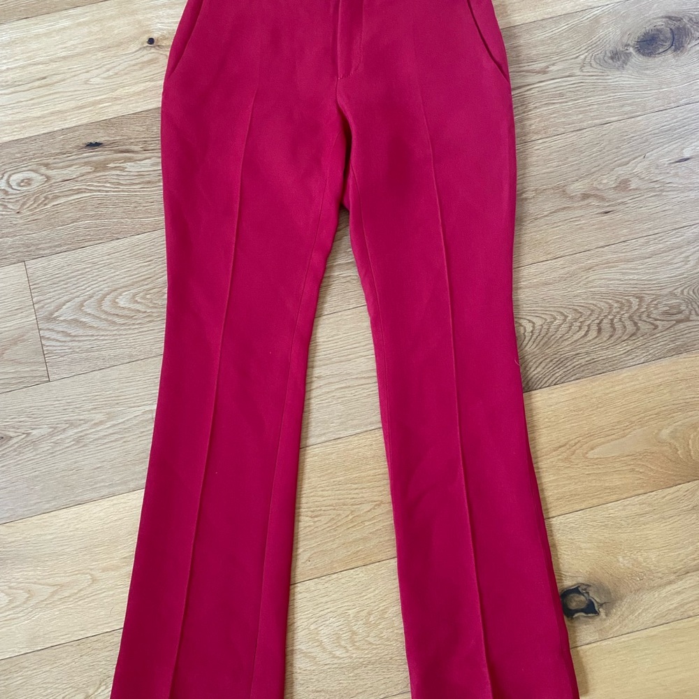 Gucci red wool silk blend pants